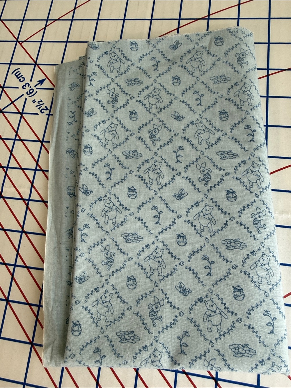 Vintage Disney Winnie the Pooh Fabric Day in the Park Springs 1 Yard Blue